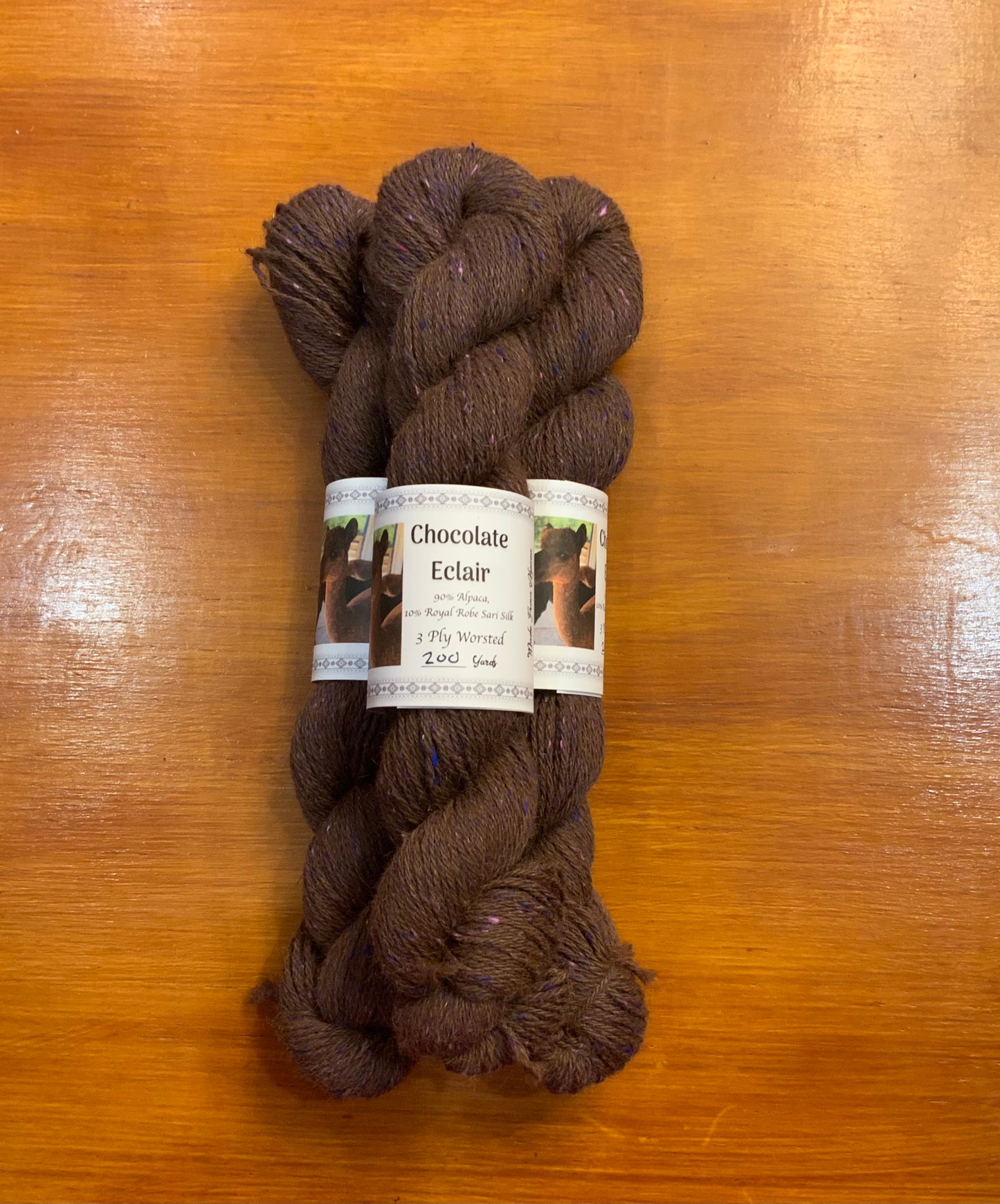 Chocolate Eclair 3ply worsted 10% royal Robe Sari Silk