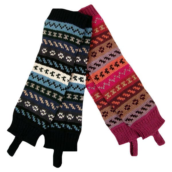 Heavy Knit Alpaca Leg Warmers – Traditional Peruvian Geometric Patterns (100% Alpaca)