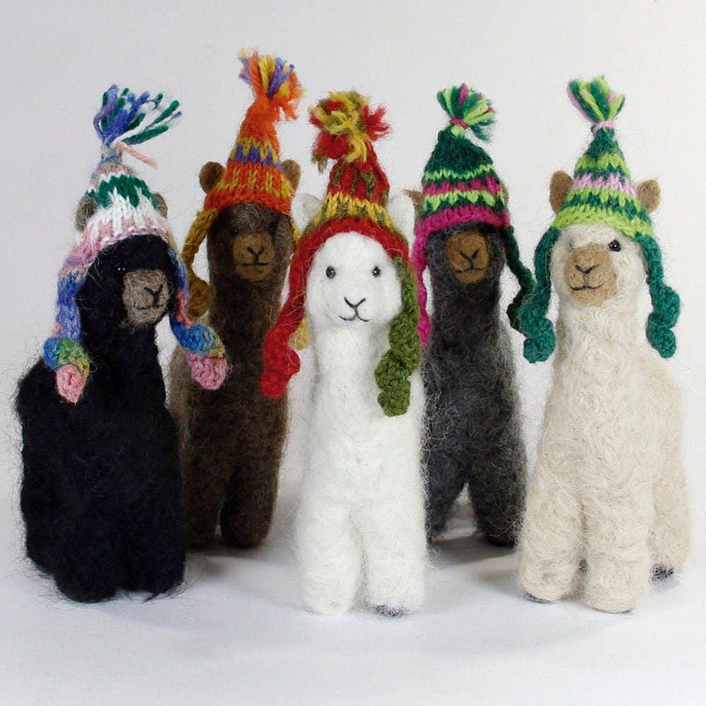 Felted Papa 8” Huacaya Alpaca Decor: Handmade Sculptures