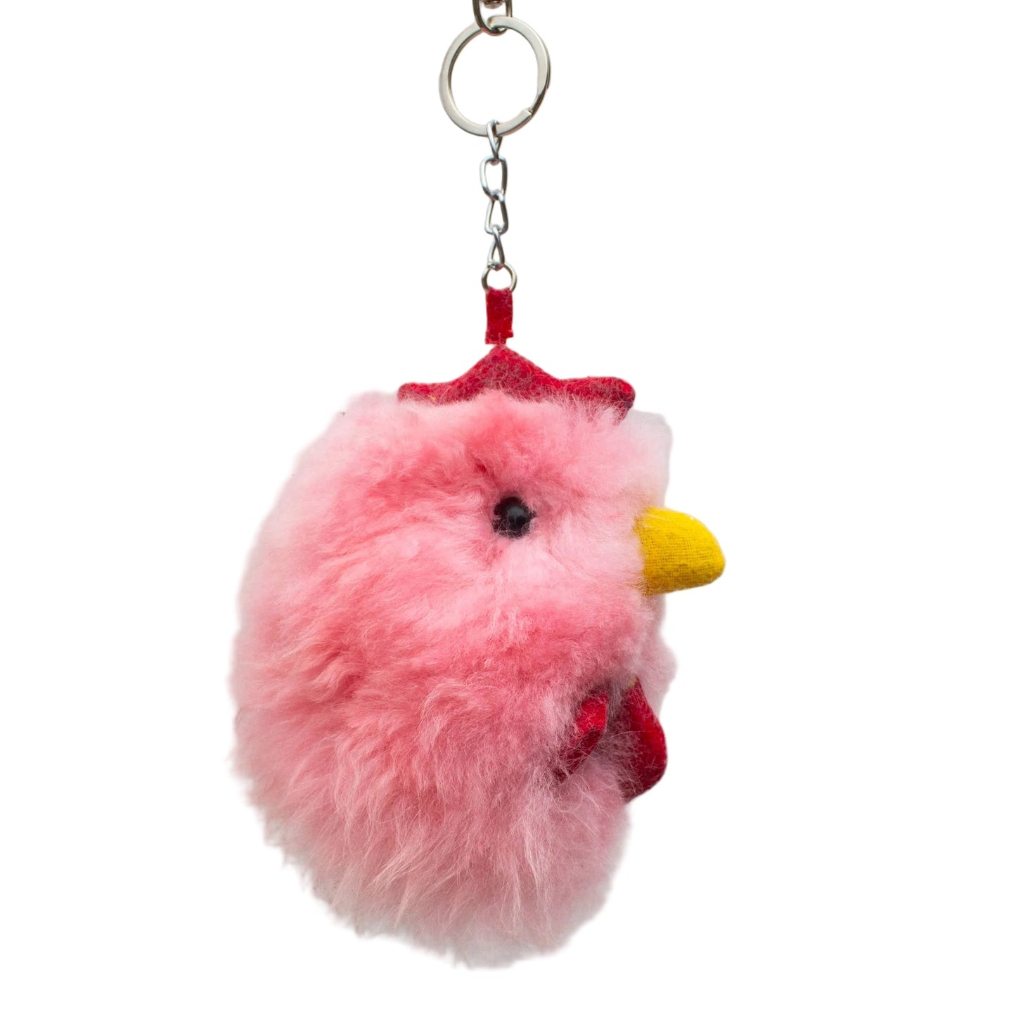 Pink Chicken Alpaca Fur Keychain