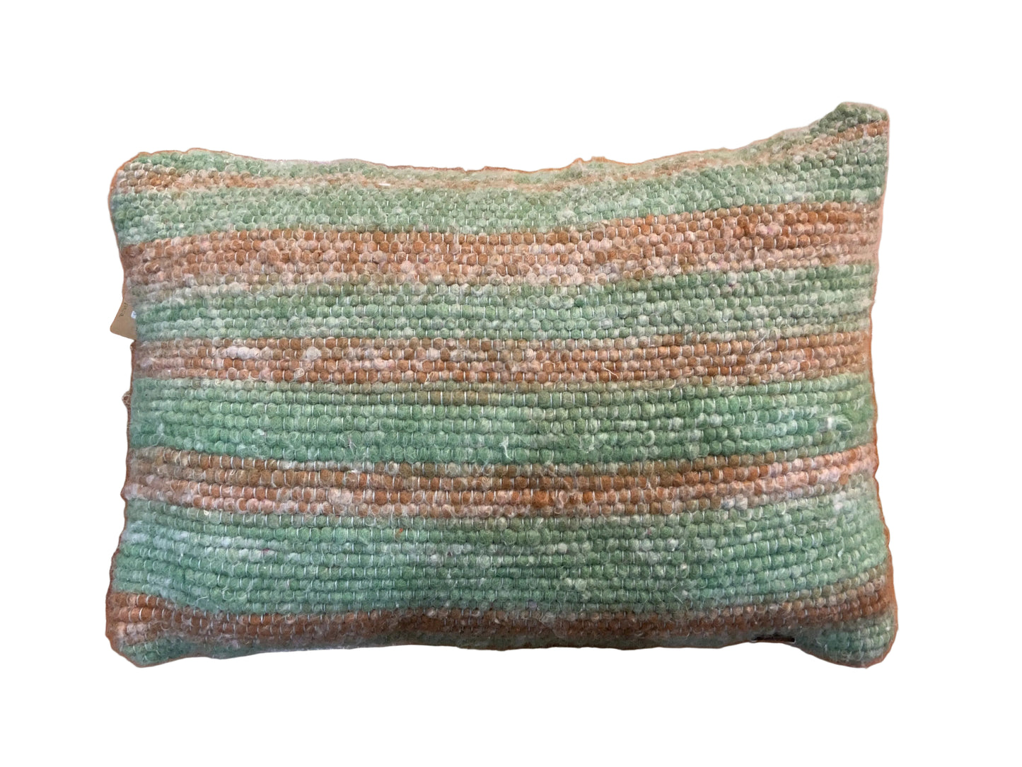 Handwoven Green Striped Throw Pillow