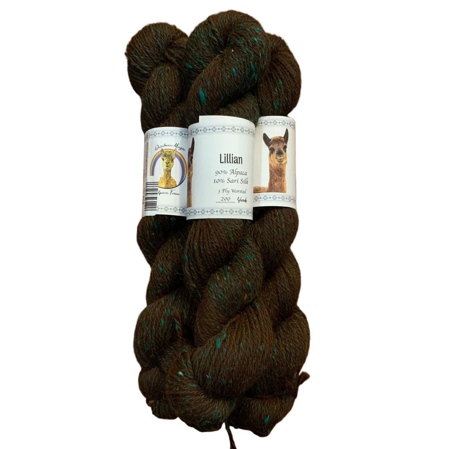 Lillian 3ply worsted 10% sari silk funky duckling %90 Alpaca