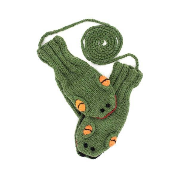 Froggy: Kids Hand Knit Alpaca Mittens