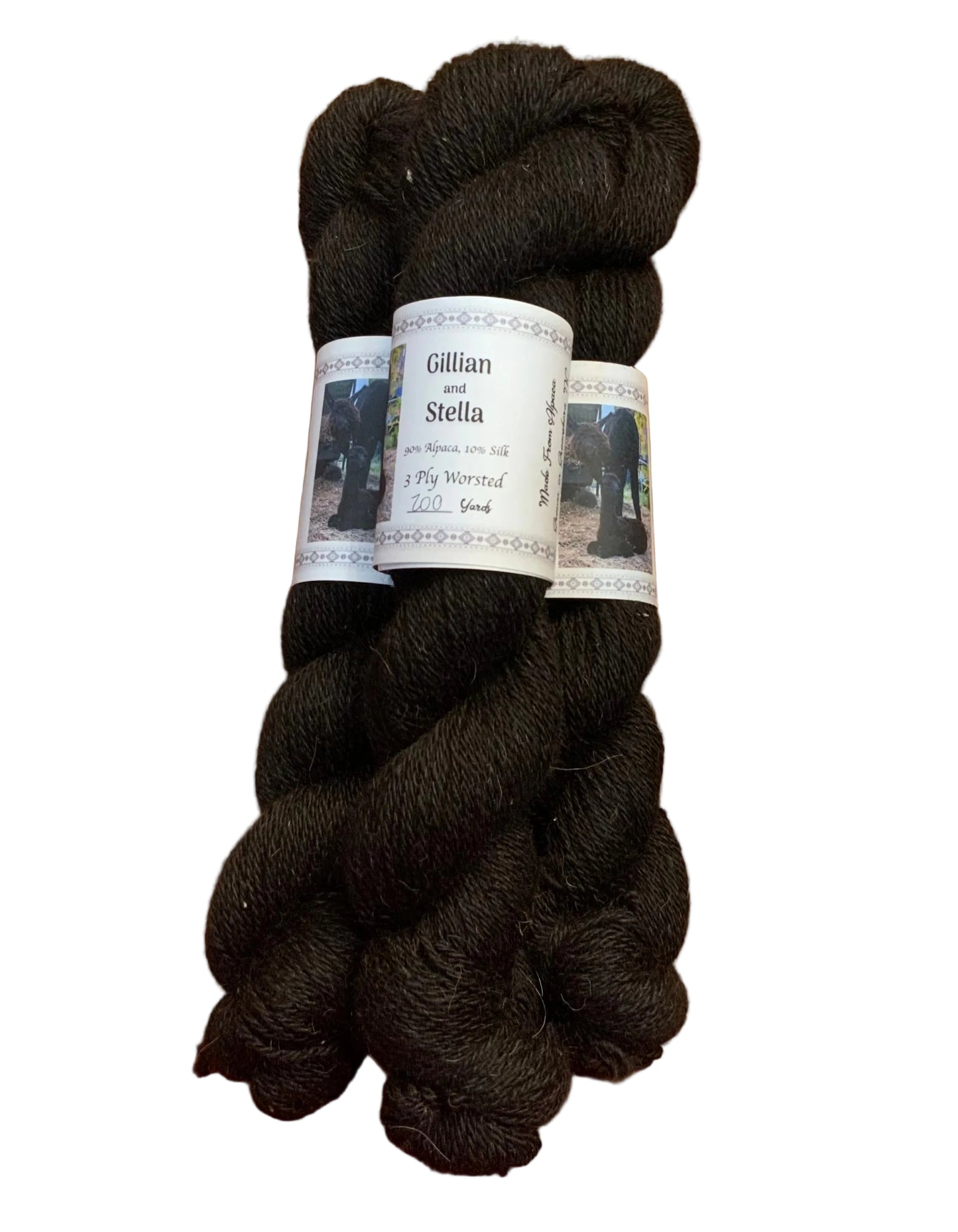 Carnation Stella Gillian 3ply worsted 10% black silk