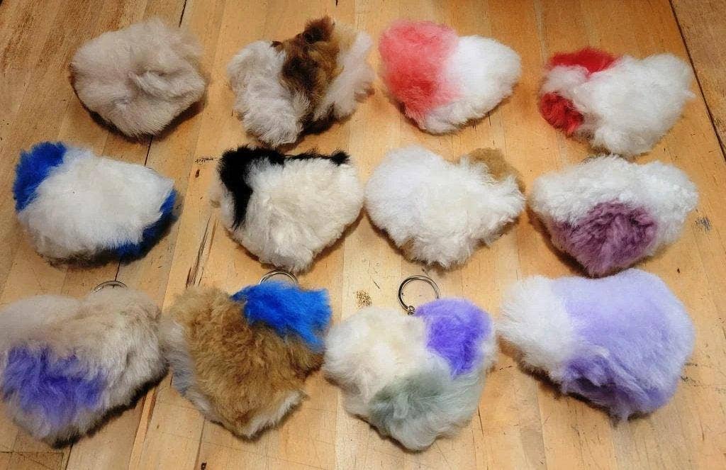 Heart Shaped Alpaca Fur Keychain
