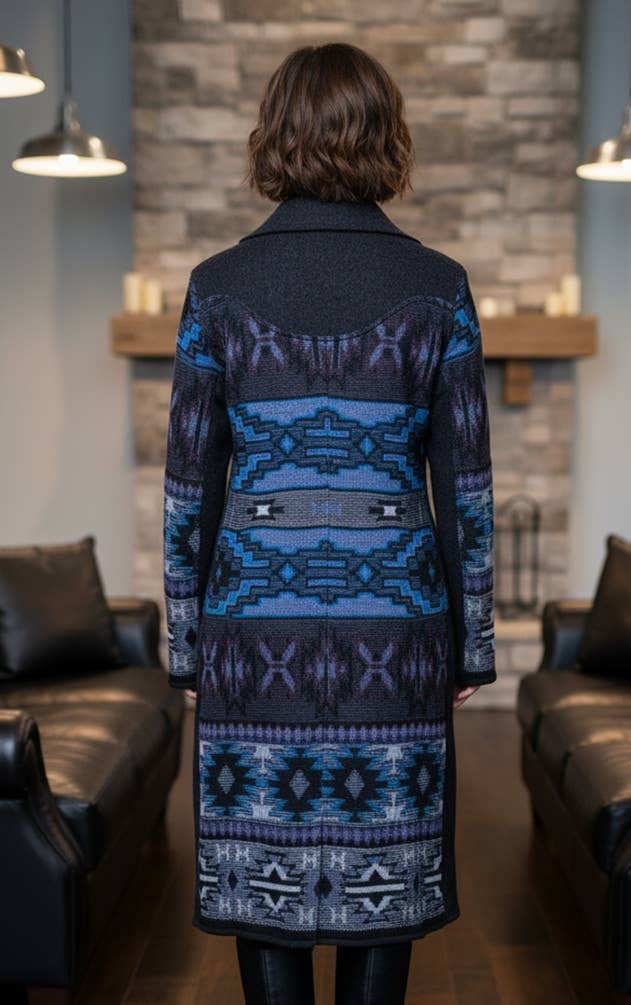 Southwestern Alpaca Long Duster – Elegant, Warm & Ultra-Soft