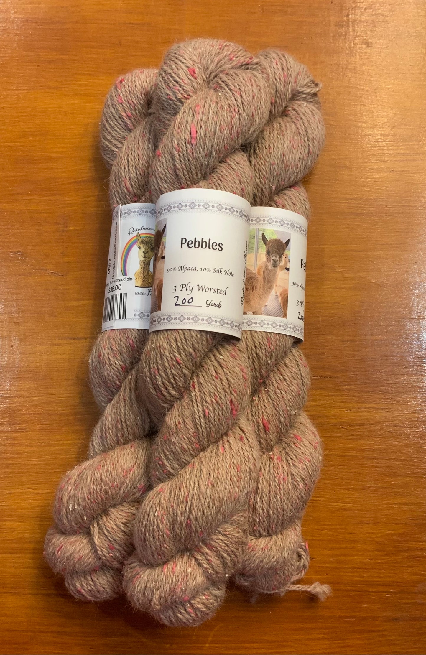 Pebbles 3ply worsted pink silk noil