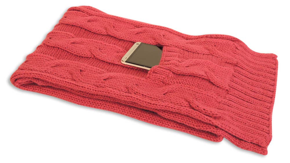 Cable Knit Alpaca Scarf with Pockets