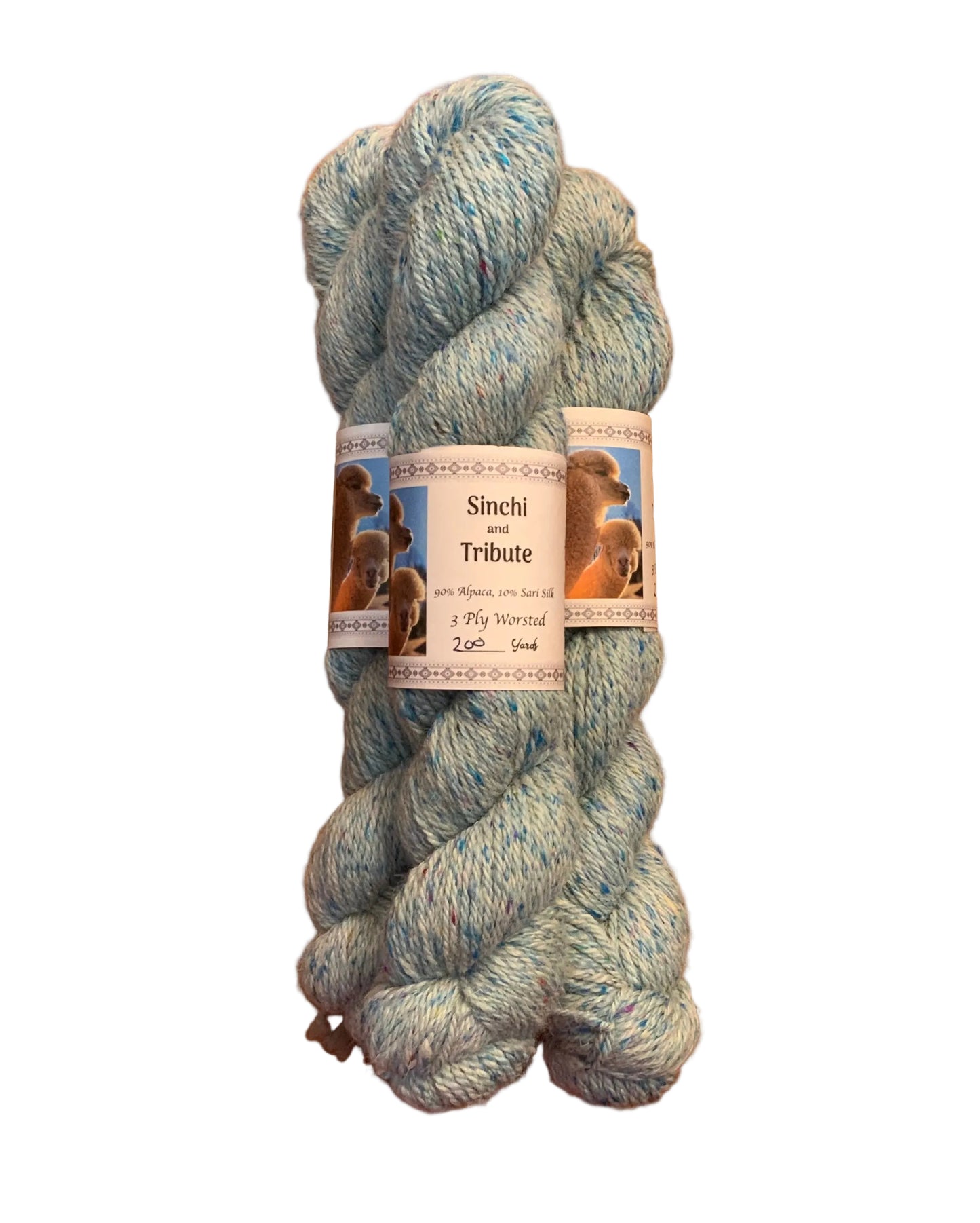 Sinchi and Tribute 3ply worsted 10% blue sari silk
