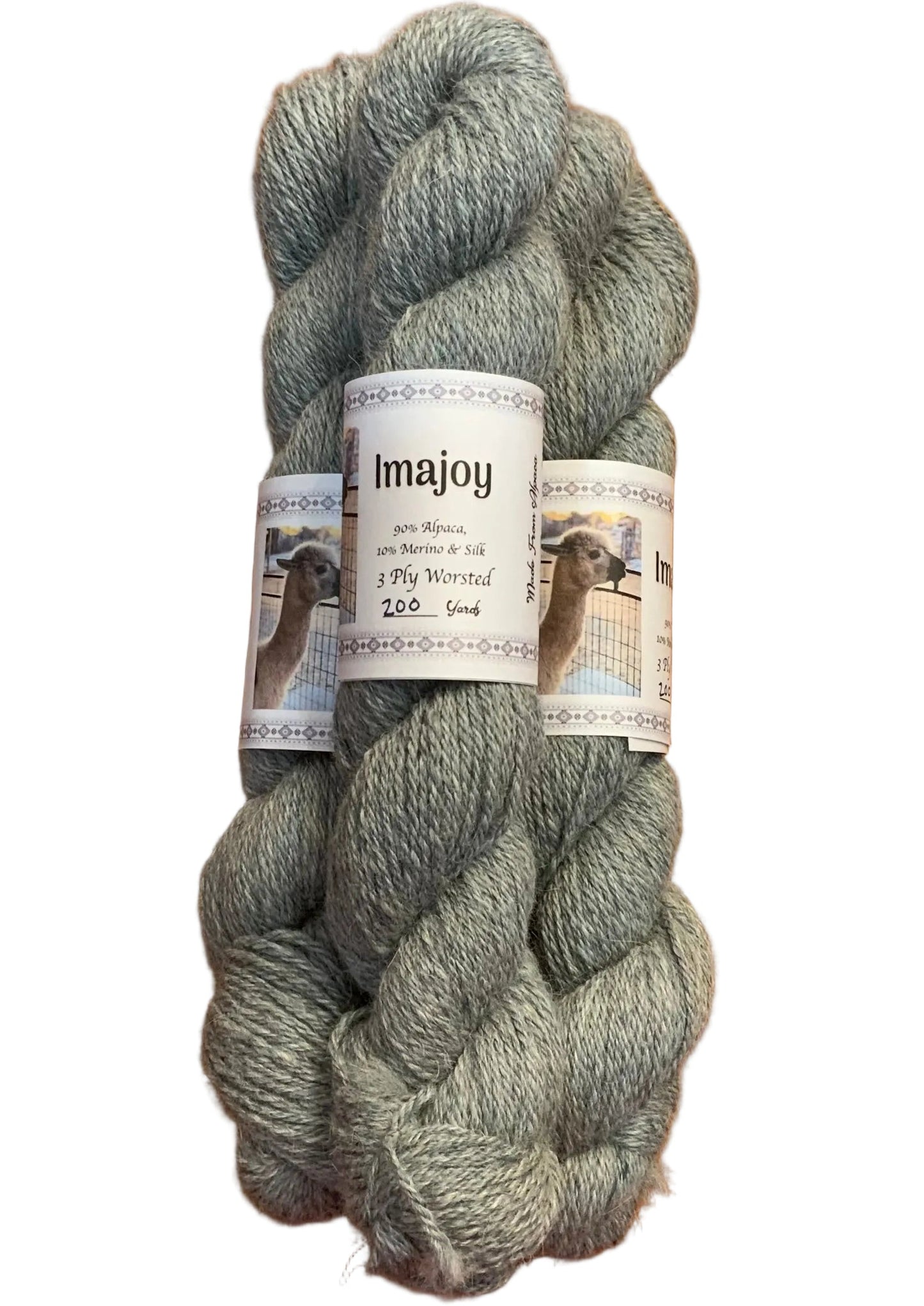 Imajoy 3ply worsted 10% merino/silk blend light teal