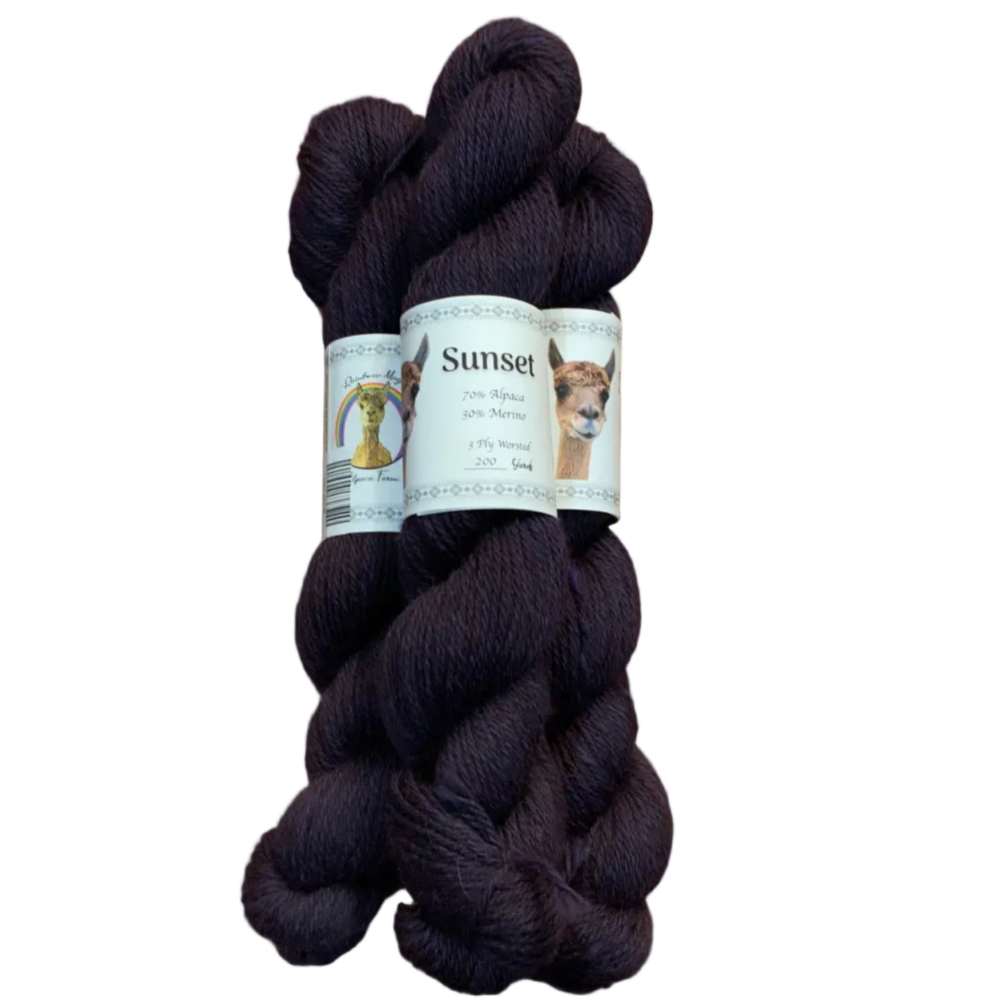 Sunset 3ply worsted 30% merino dyed ultra violet purple %70 Alpaca
