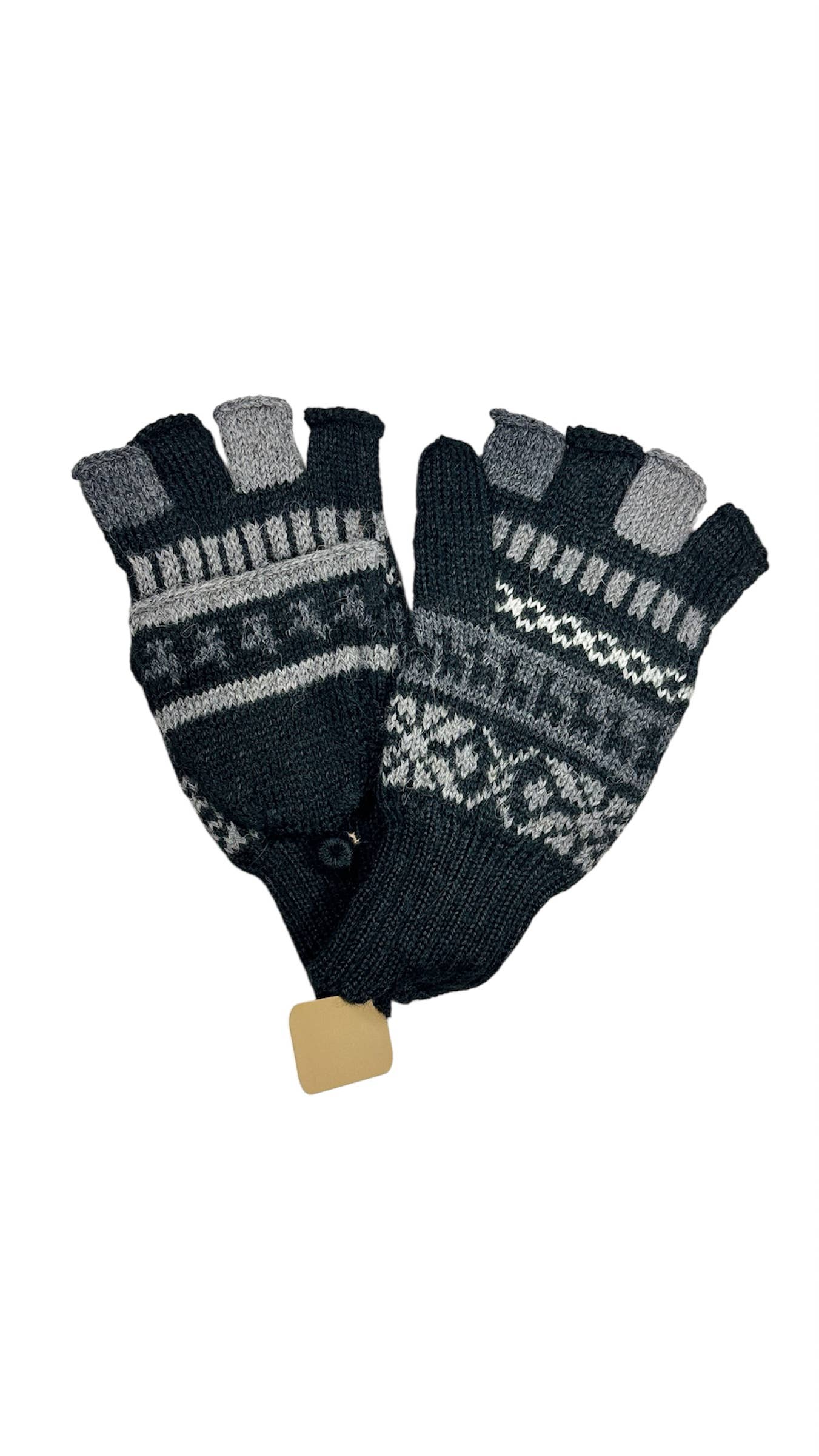 Baby Alpaca Knit Glittens, Button Flap