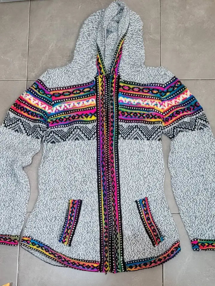 Hooded Alpaca Wool Zip-Up Sweater