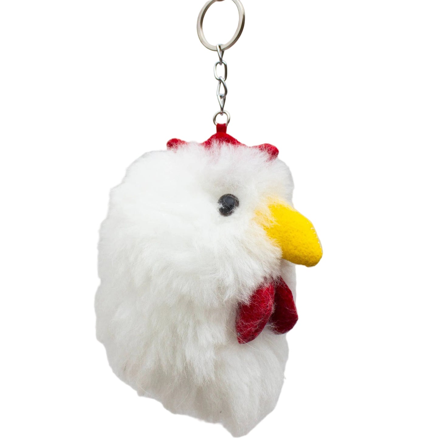 Chicken Alpaca Fur Keychain - White