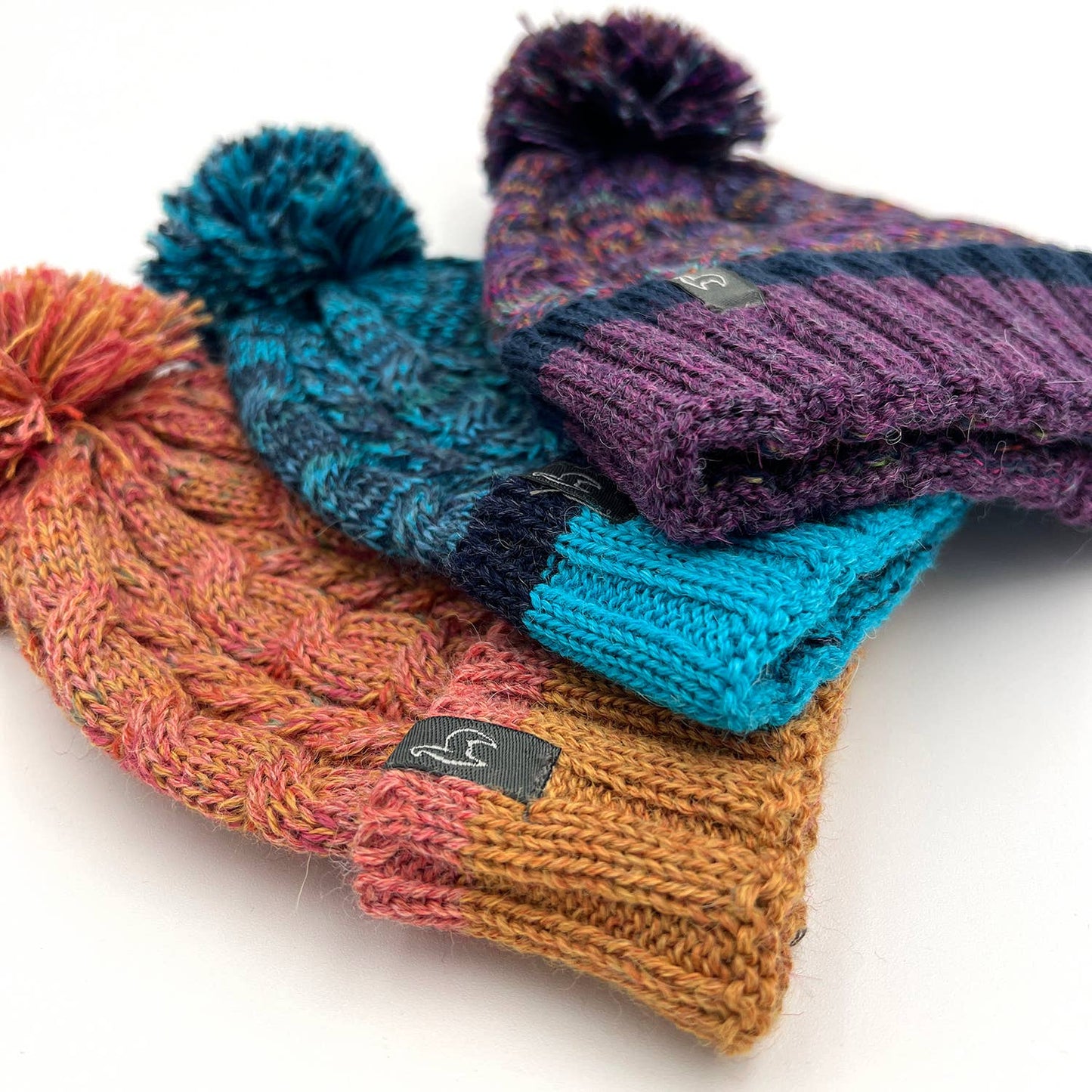 NEW! Kid's Alpaca Beanie Hat - Braided - Blueberry Twist