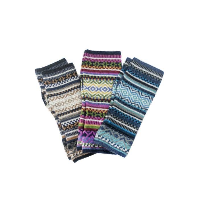 Funky Fingerless Baby Alpaca Hand Warmer Gloves