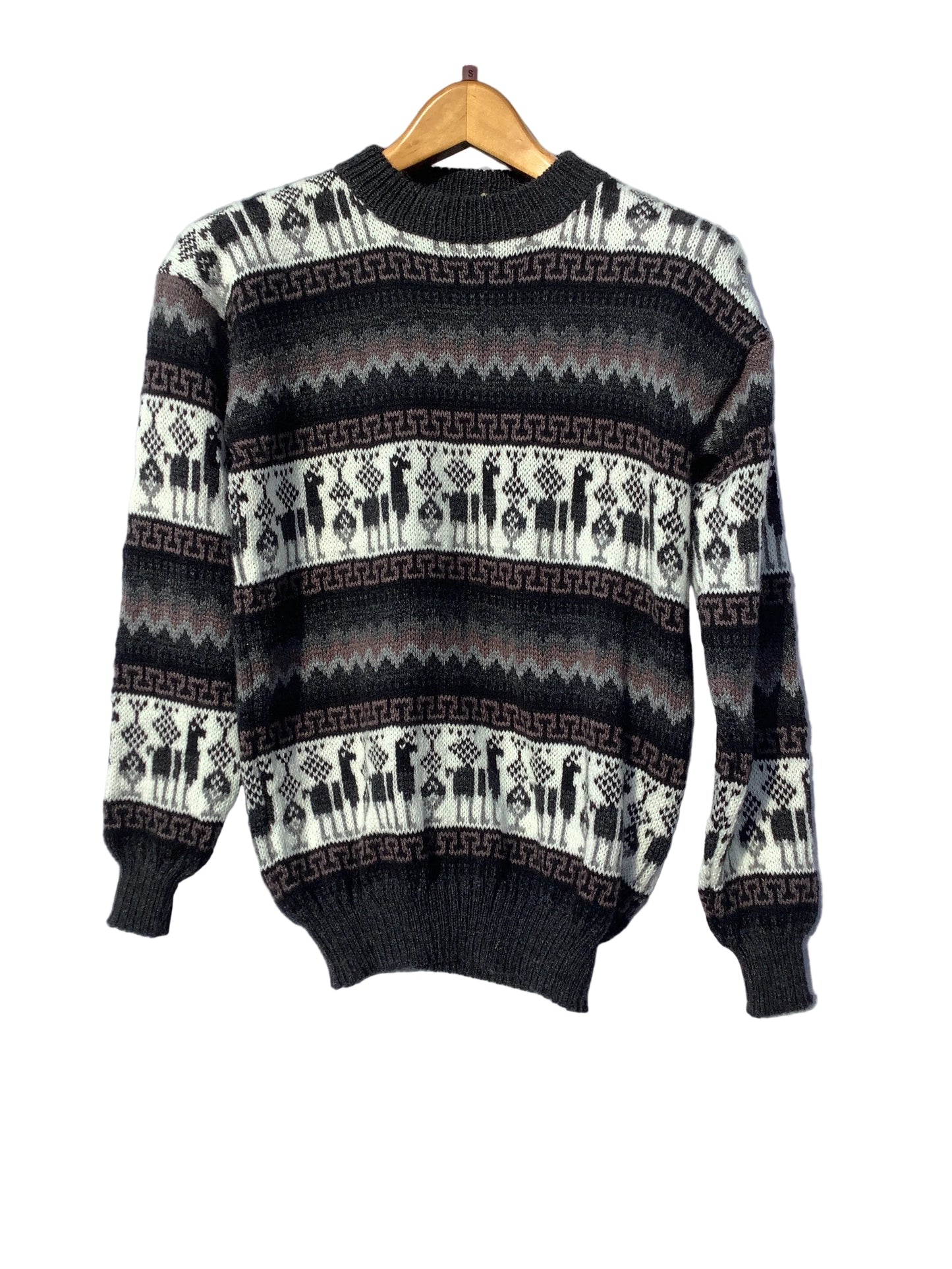 Crewneck Alpaca Figure Sweater