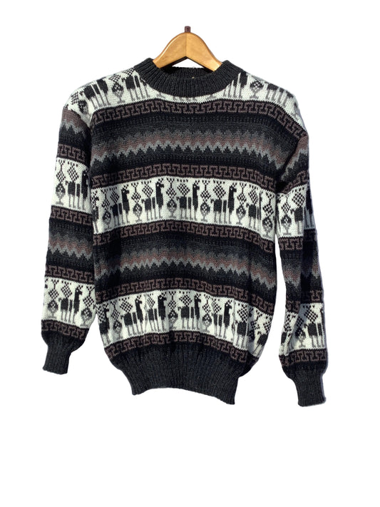Crewneck Alpaca Figure Sweater