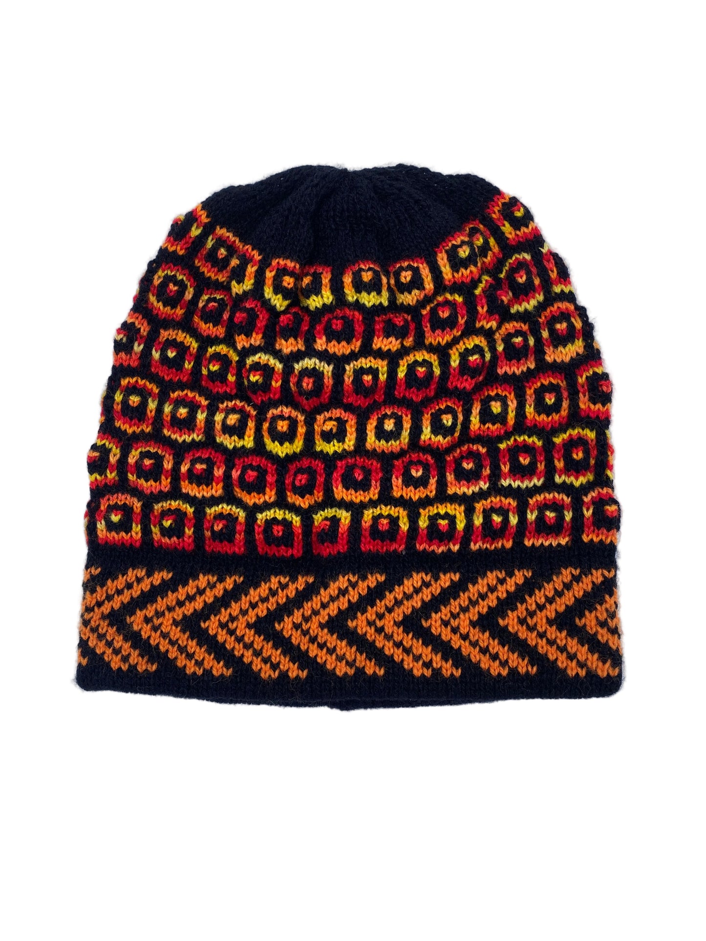 Turtle Alpaca Beanie with Squares and Dots
