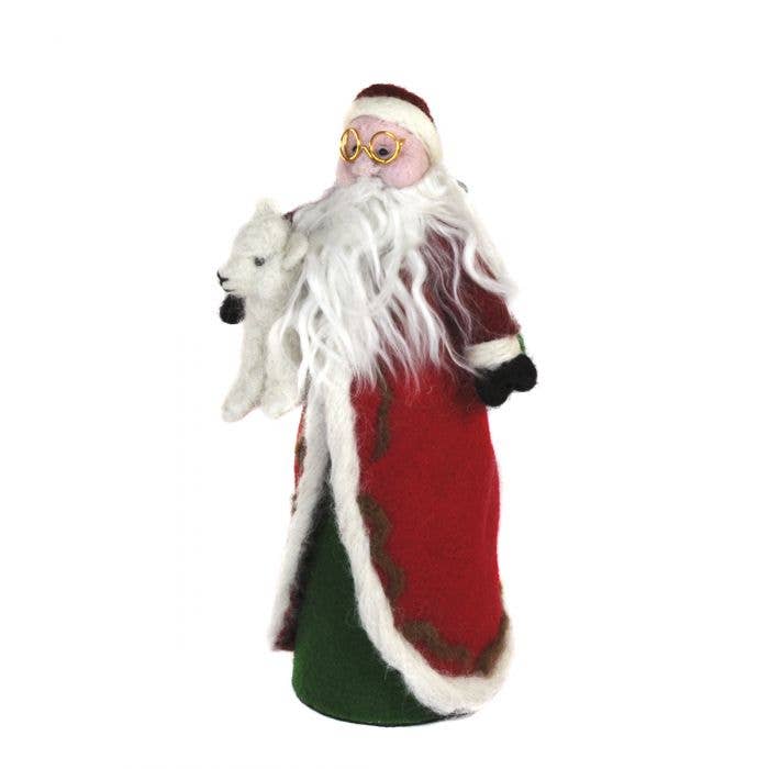 Father Christmas & Cria - Artisan Hand-Felted Alpaca Sculpture