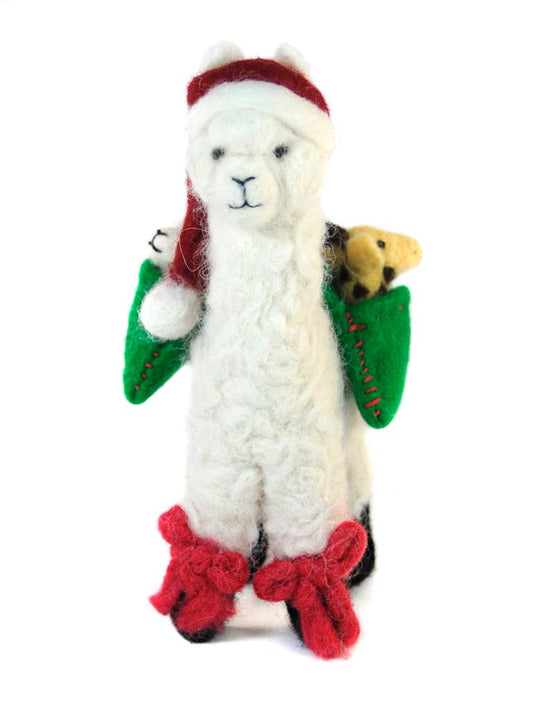 Alpaca Noel Santa: Felted Christmas Decor