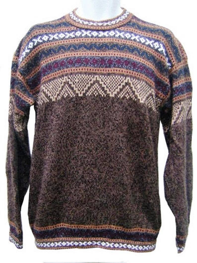 Alpaca Sweater, Peruvian Ethnic Sweater, Crew Neck