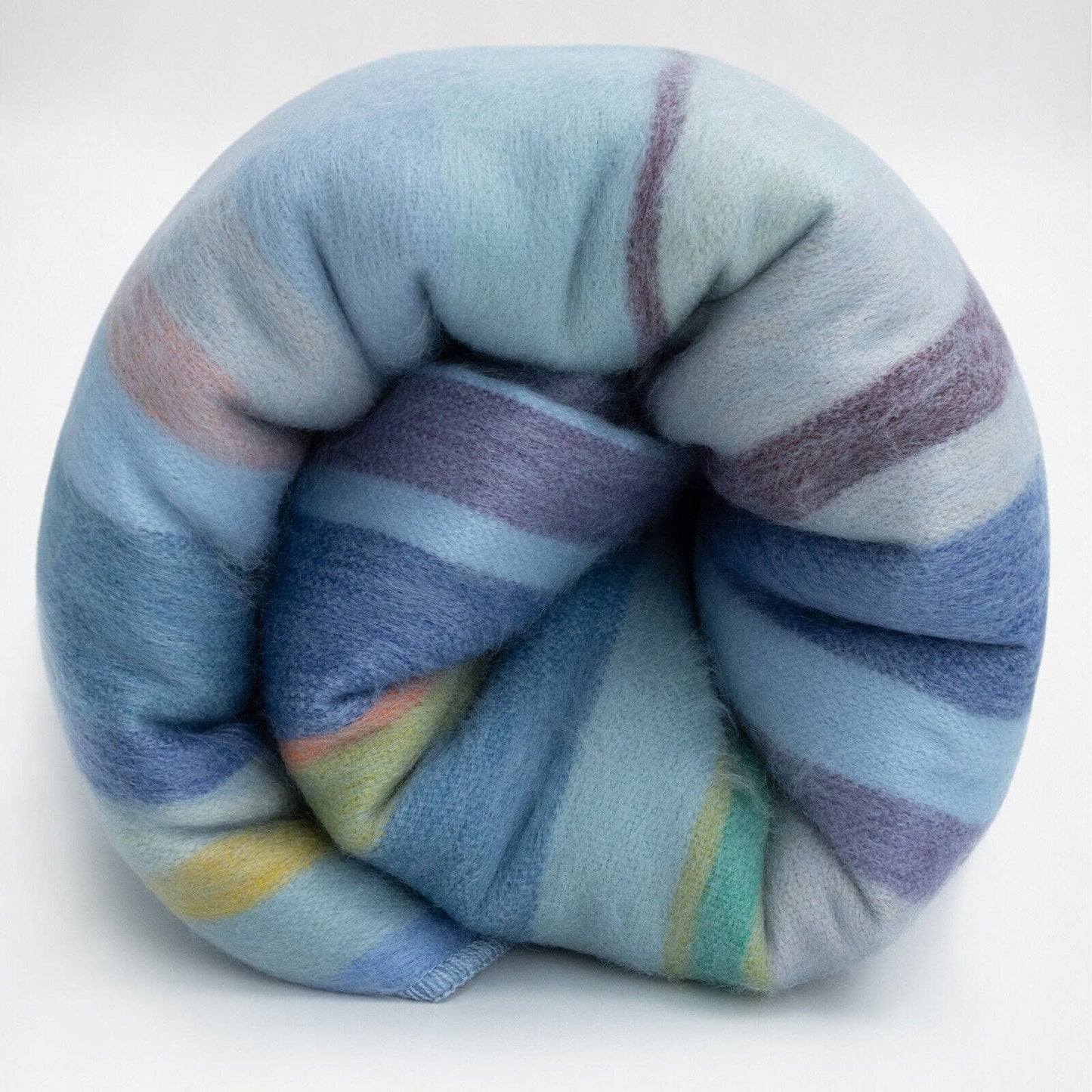 Sigsipamba - Baby Alpaca Wool Blanket - Queen 96 x 65 in - Multicolor Striped in Blue & Green Tones