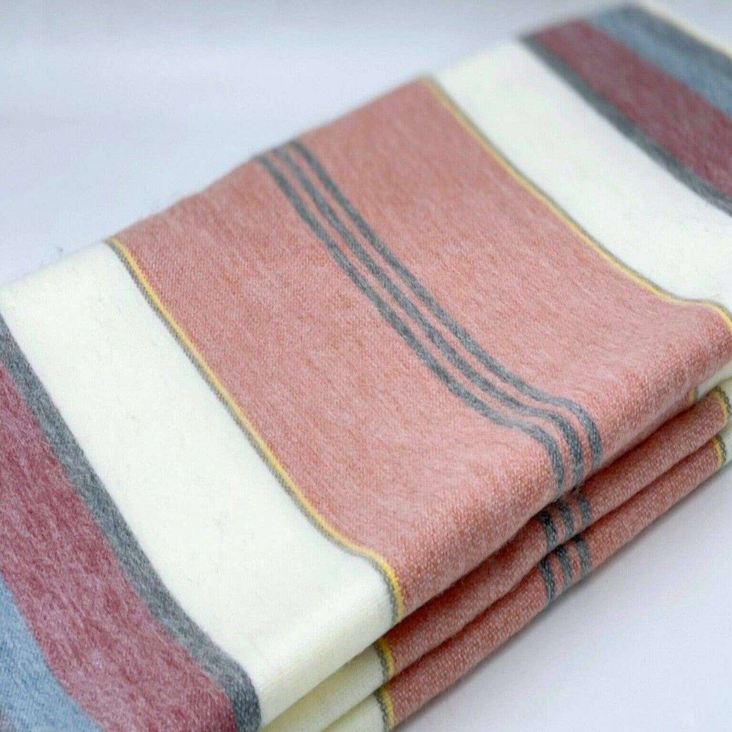 Soft & Warm Baby Alpaca Wool Blanket - Queen 95" x 63" - Multi Colored Stripes Pattern