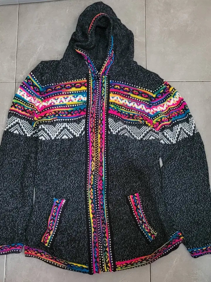 Hooded Alpaca Wool Zip-Up Sweater