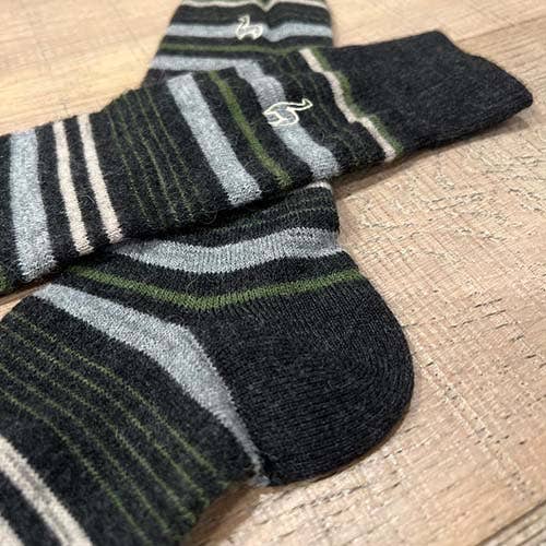 Alpaca Socks - Stripe - Moss