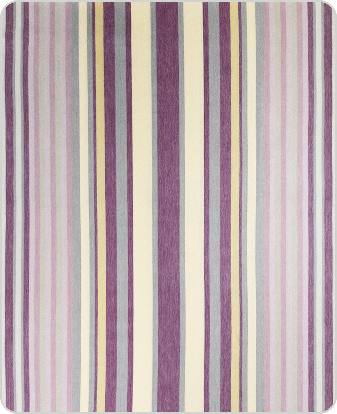 Saraguro - Baby Alpaca Wool Blanket - Queen 96 x 67 in - Multicolor Striped in Plum, Lavender, Ivory, and Grey