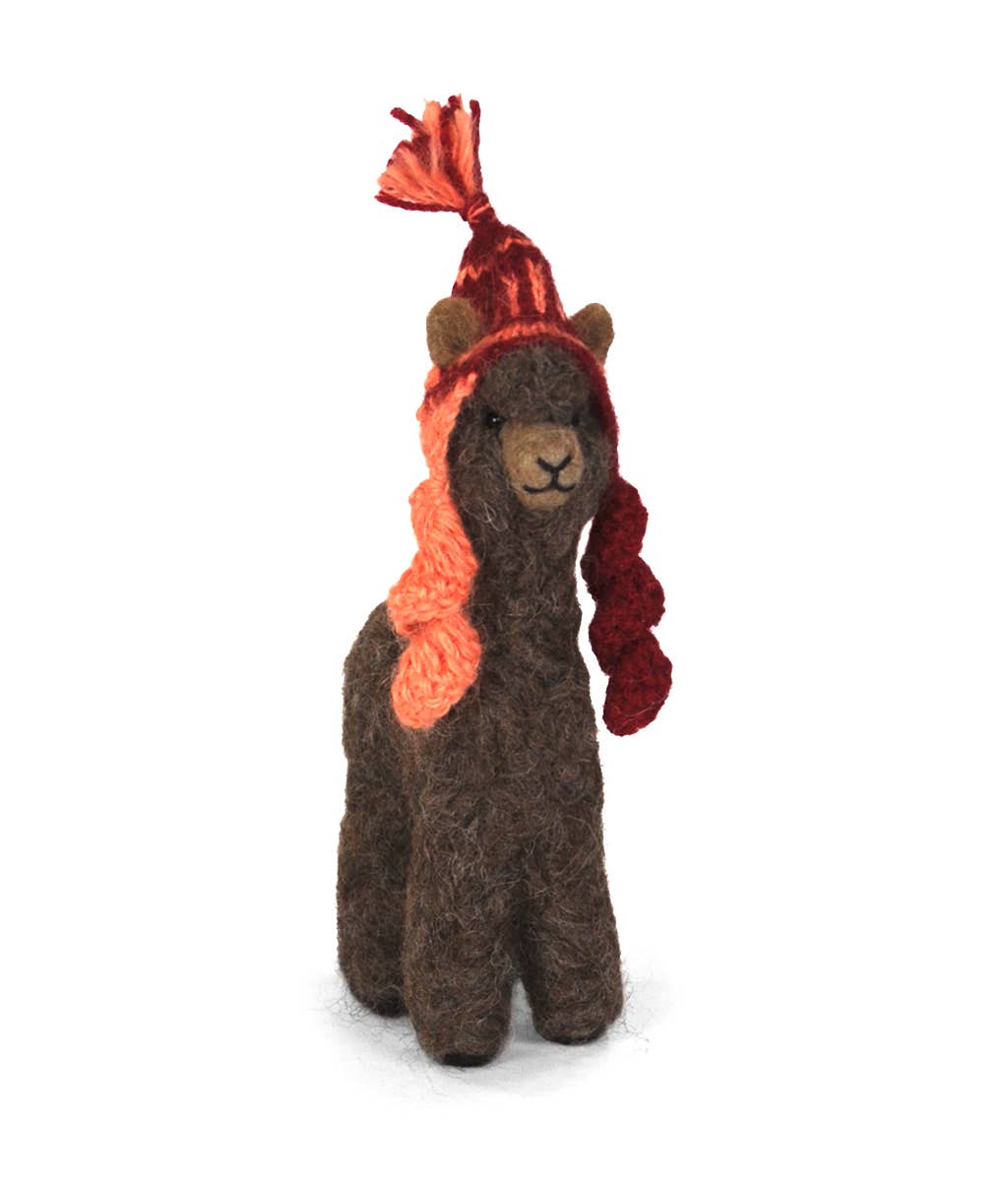 Felt Cria Alpaca: Sculpture Ornament Holiday Decor