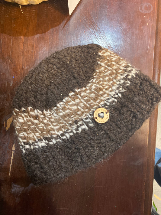 Handmade Hat Dark Gray w/ Stripe