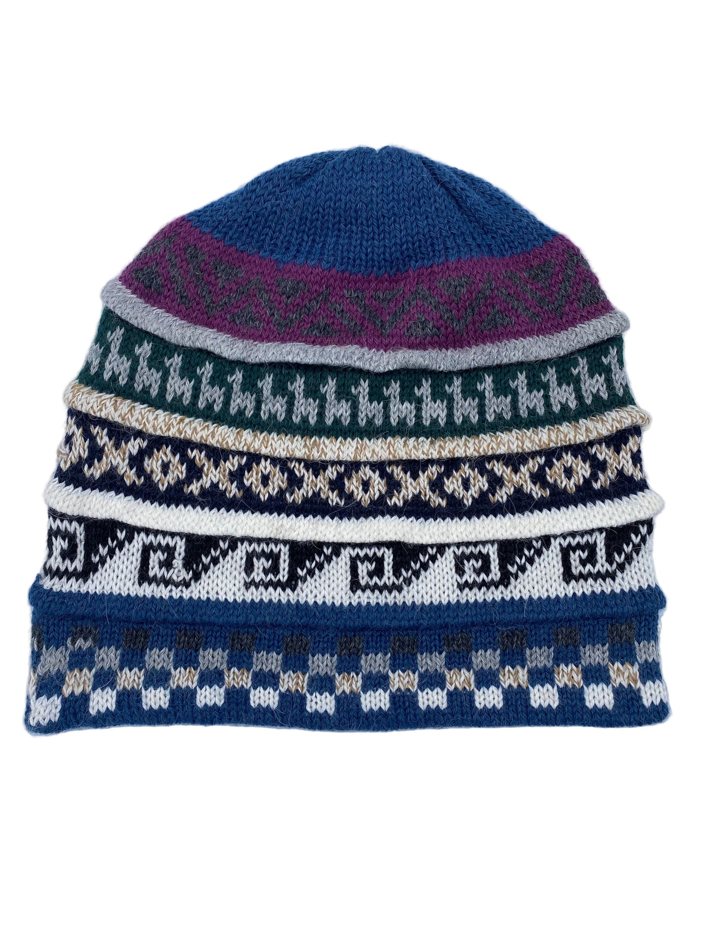 Reversible Baby Alpaca Hat with Multicolor design