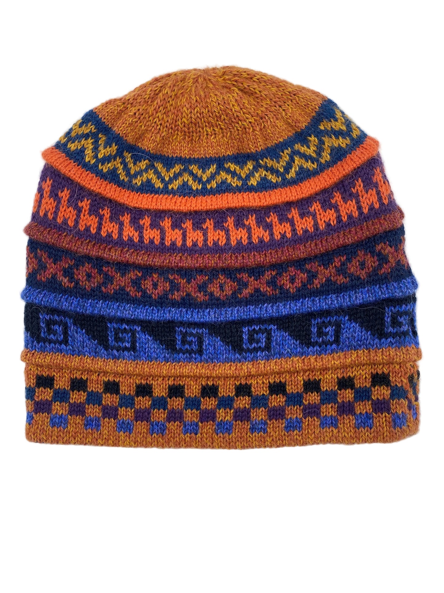 Reversible Baby Alpaca Hat with Multicolor design