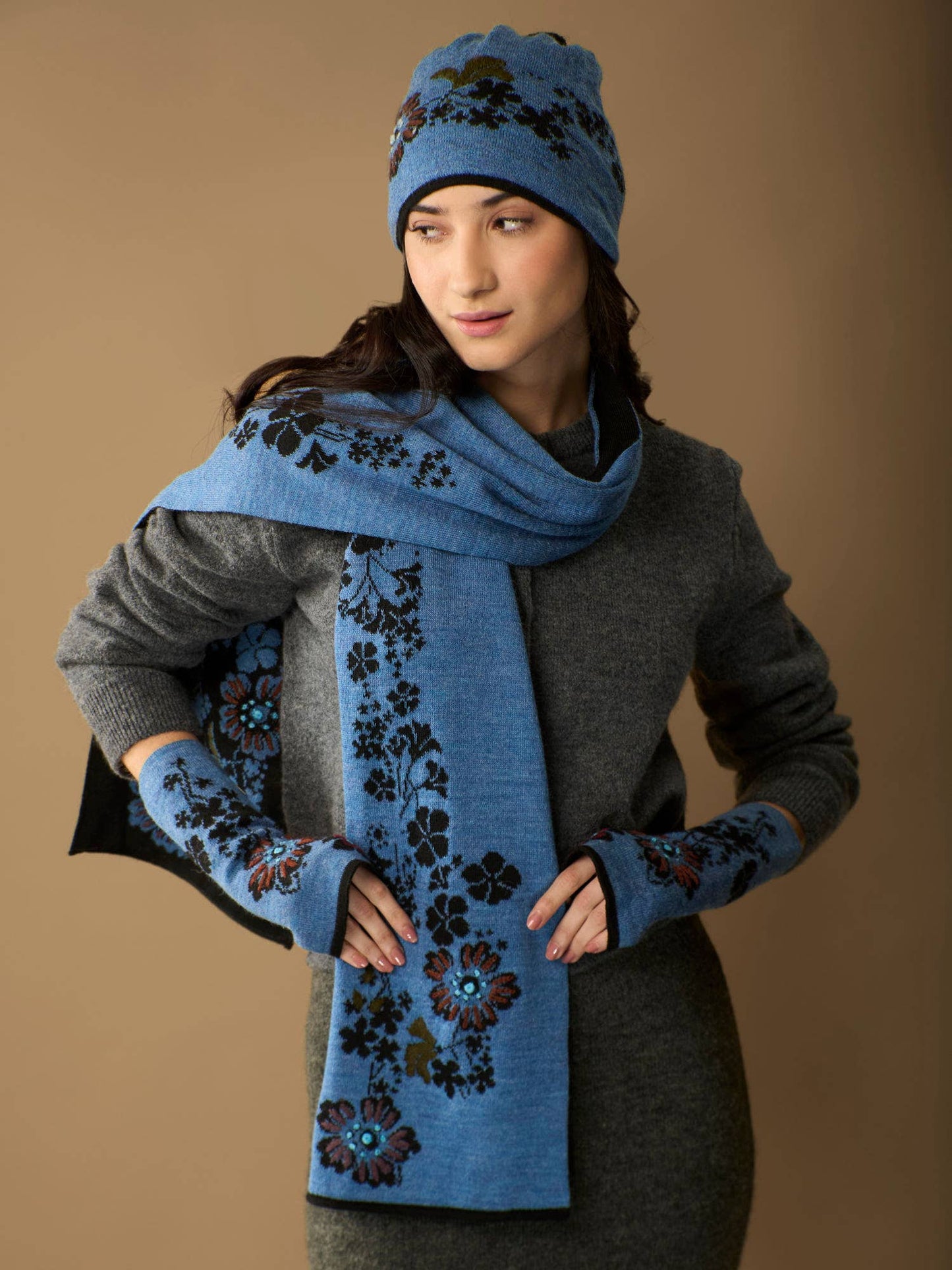 Julia Alpaca Scarf | Hand Embroidered