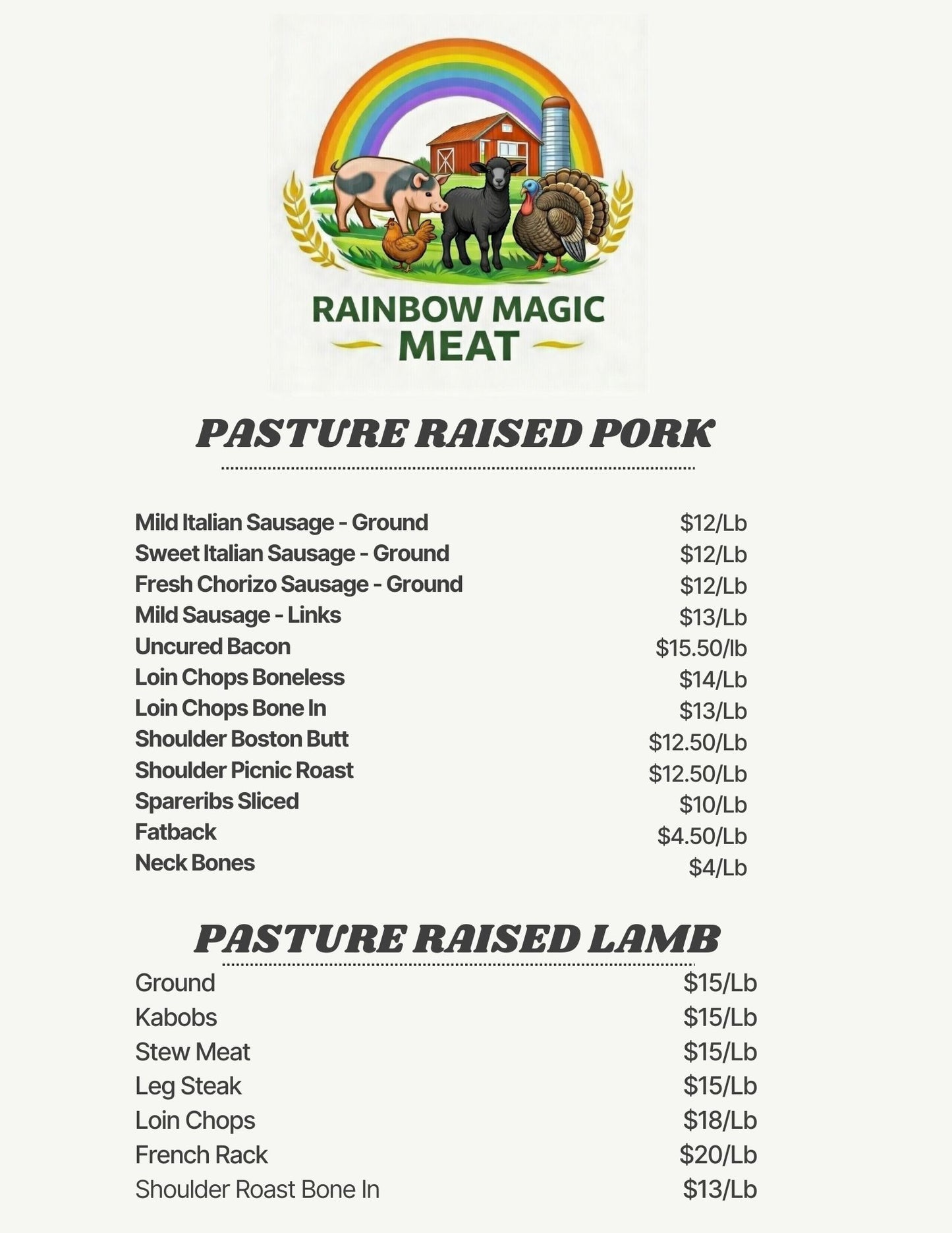 Pasture Raised Pork & Lamb
