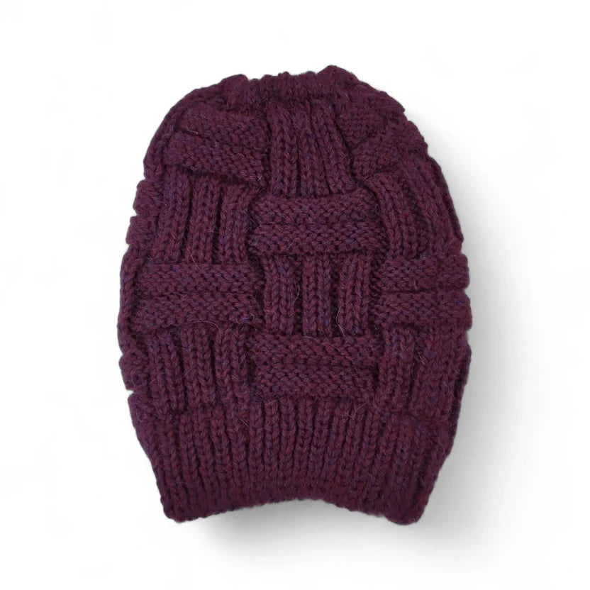 Basket Weave Ponytail Alpaca Hat