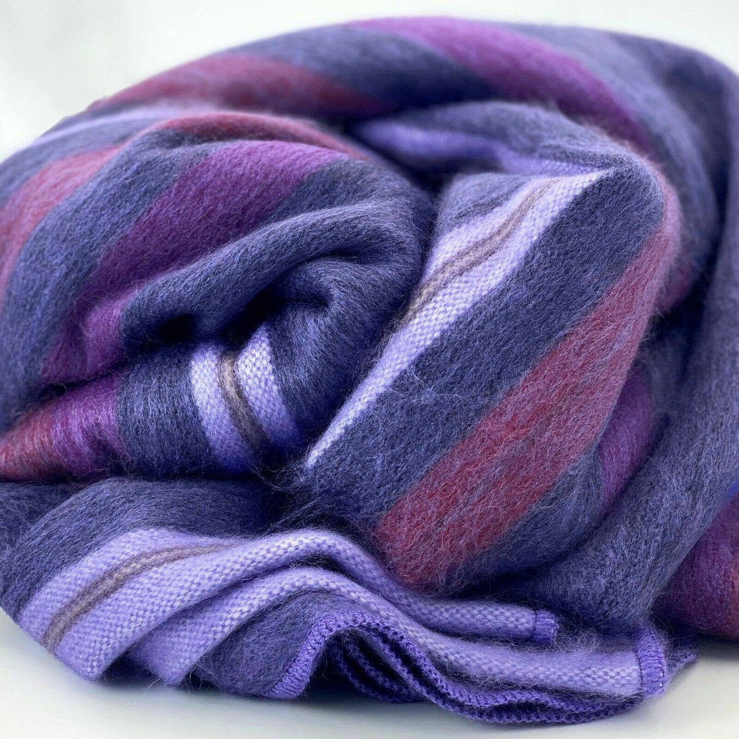 Soft & Warm Baby Alpaca Wool Throw Blanket / Sofa Cover - Queen 97" x 67" - striped pattern blue/purple/violet