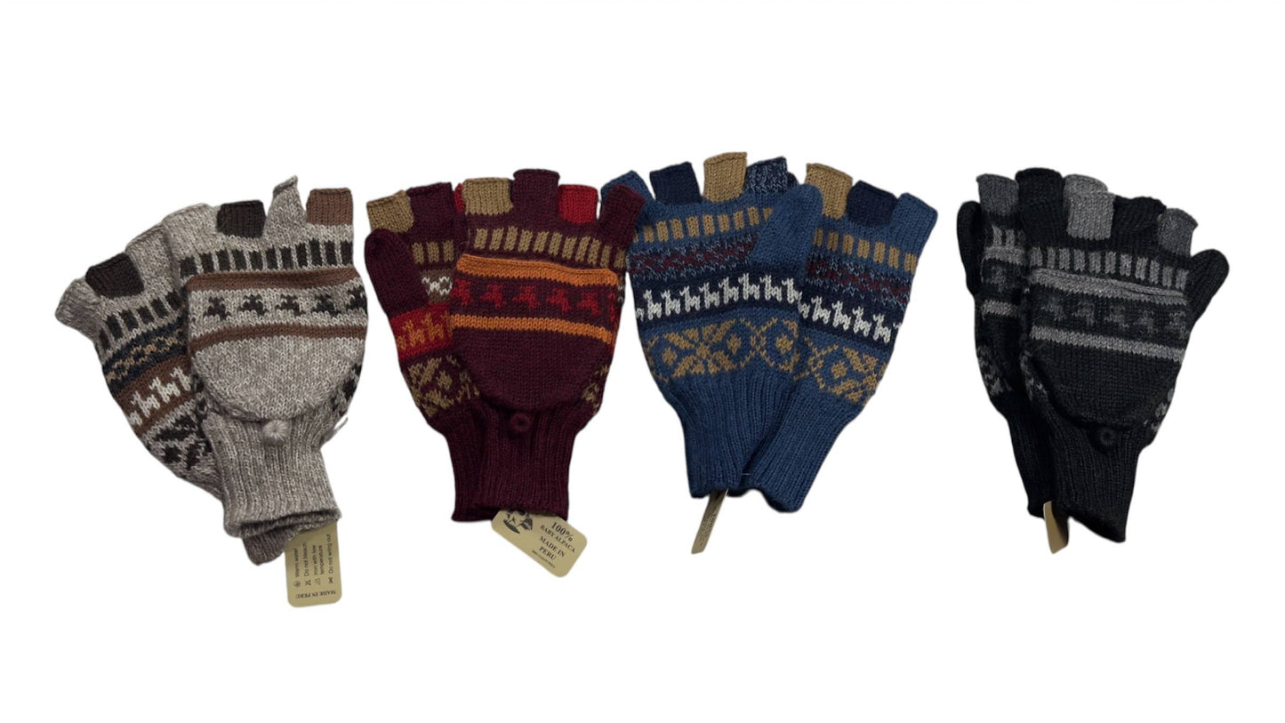 Baby Alpaca Knit Glittens, Button Flap