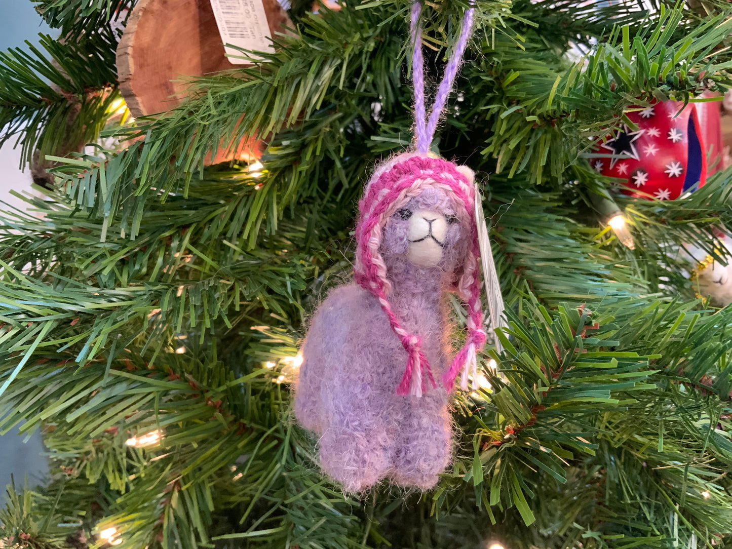 Needle Felted Alpaca Ornament