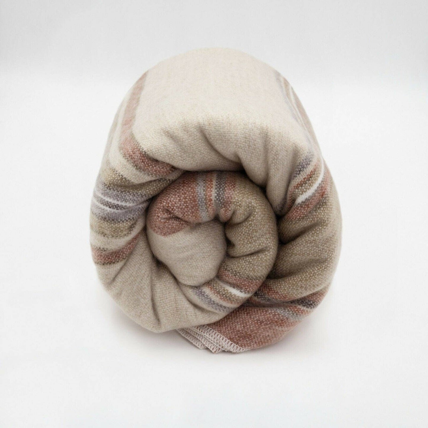 Zhumir - Baby Alpaca Wool Blanket - Queen 95" x 66" - Earthy Stripes Pattern