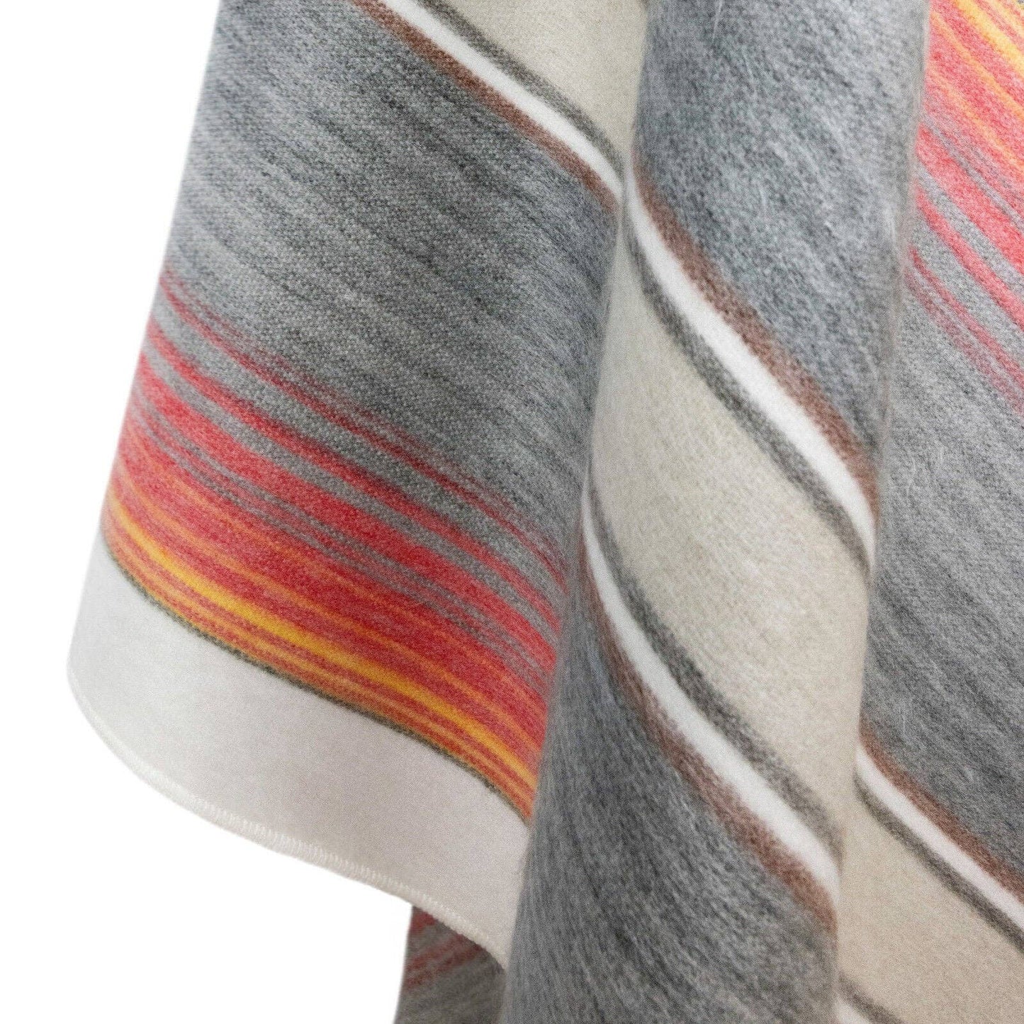 Ajilanga - Baby Alpaca Wool Blanket - Queen 95 x 65 in - Sunset Hues - Red/Orange/Dark Gray