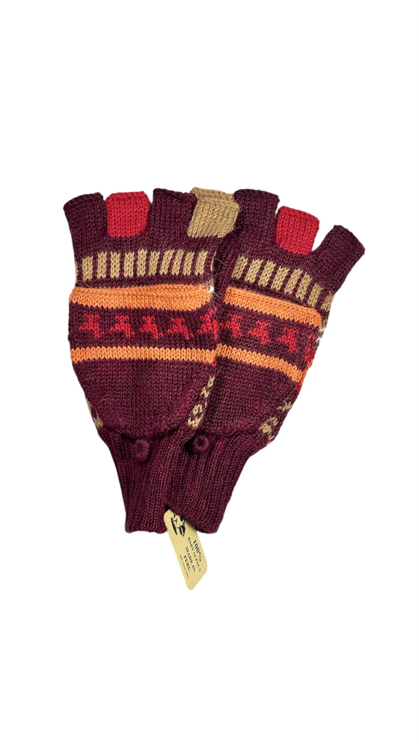 Baby Alpaca Knit Glittens, Button Flap