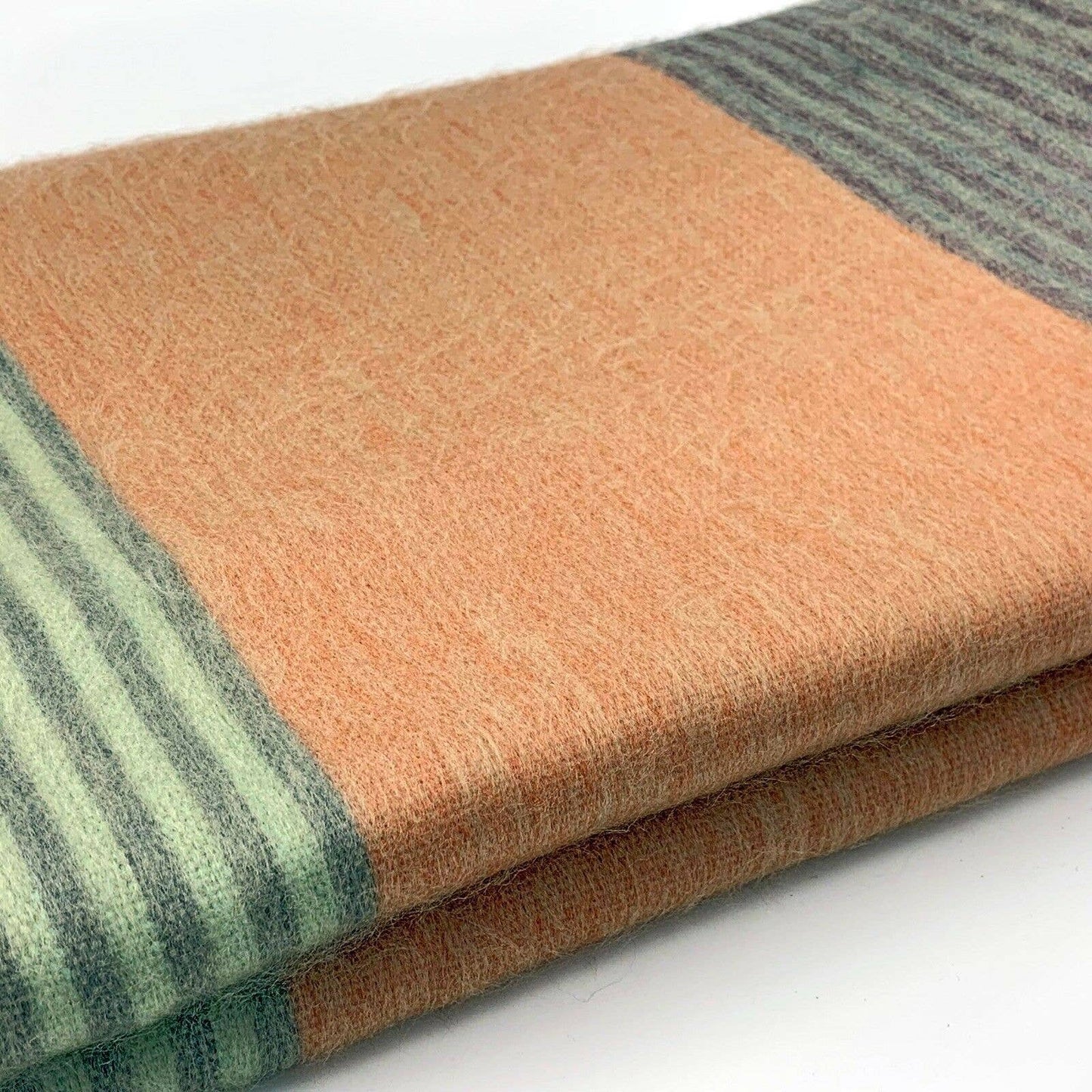 Soft & Warm Baby Alpaca Wool Throw Blanket / Sofa Cover - Queen 90" x 70" - Mixed Striped Pattern