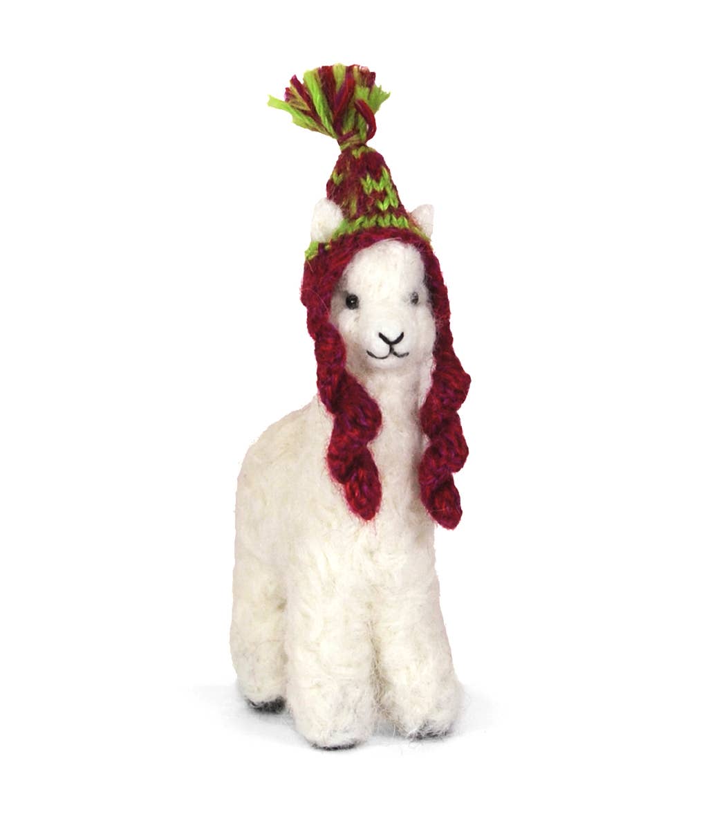 Felt Cria Alpaca: Sculpture Ornament Holiday Decor