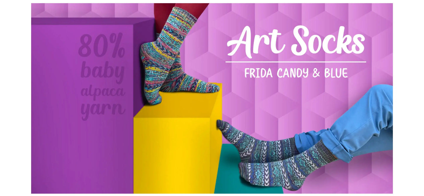 Frida Blue Unisex Baby Alpaca Art Socks