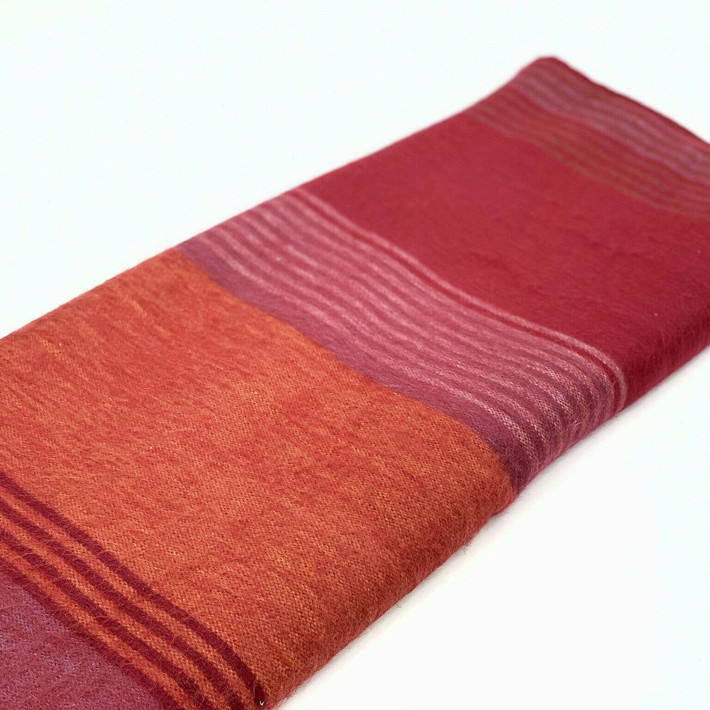 Soft & Warm Baby Alpaca Wool Blanket - Queen 95" x 65" - Multi Colored Stripes Pattern