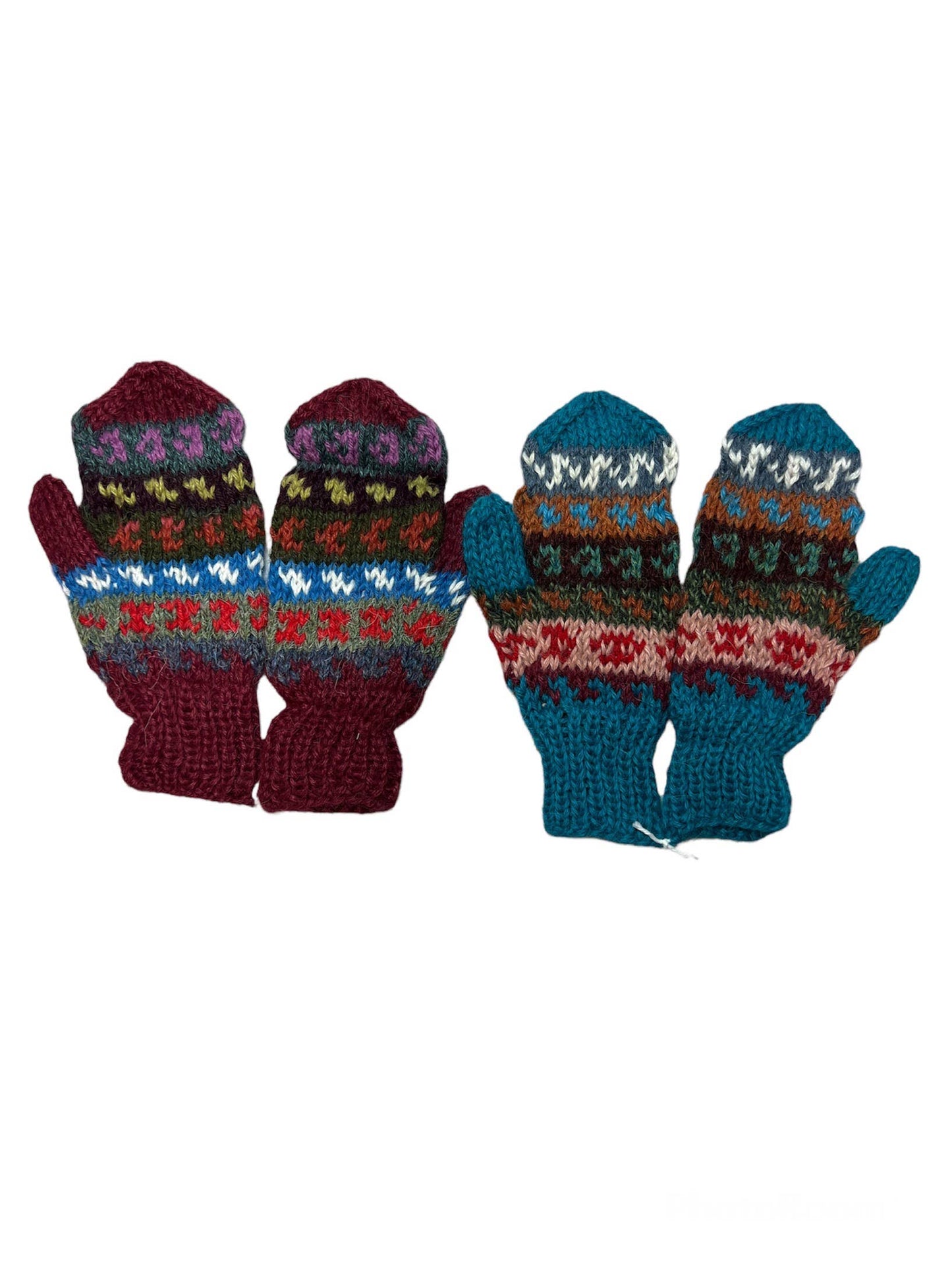 Kid's Colored Alpaca Blend Knit Mittens
