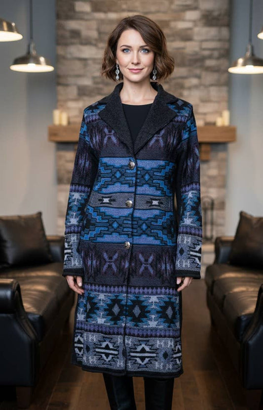 Southwestern Alpaca Long Duster – Elegant, Warm & Ultra-Soft